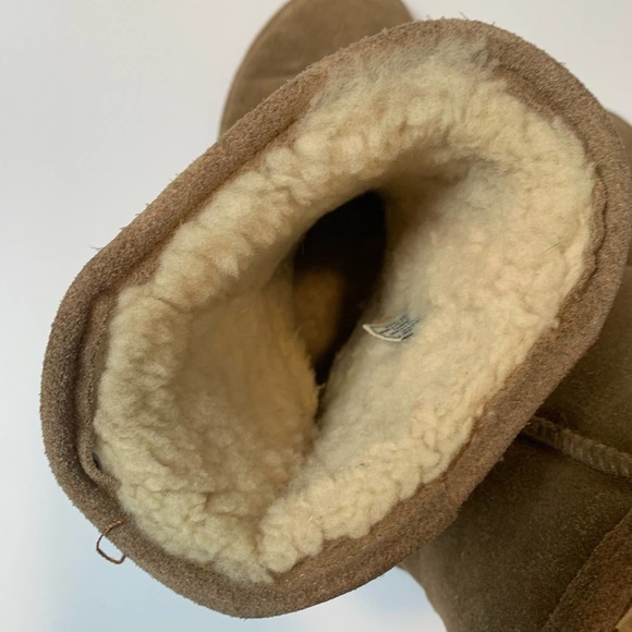 Bearpaw Womens Emma Short Suede Boots Size 7 Tan/Brown Sheepskin Wool - Picture 11 of 16